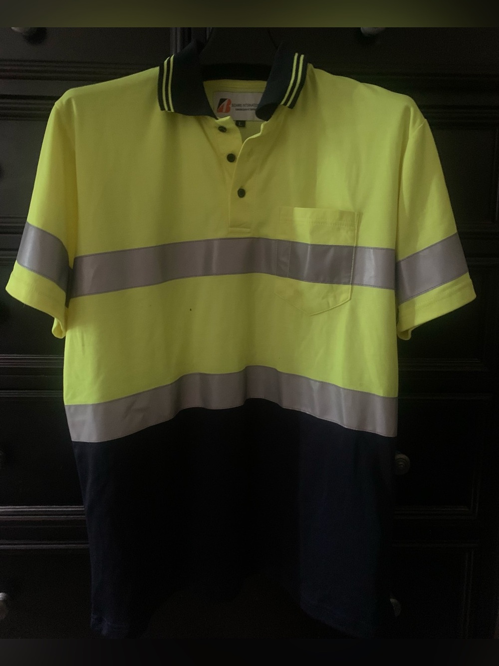 High-Visibility Yellow & Black Short-Sleeve Safety Polo
